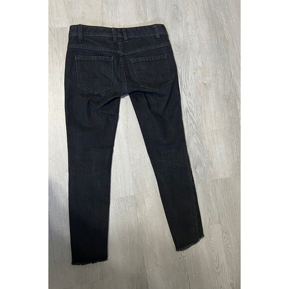 Free People 25 Black Distressed Frayed Hem Grunge Destroyed Cropped Skinny Jeans - Picture 8 of 11